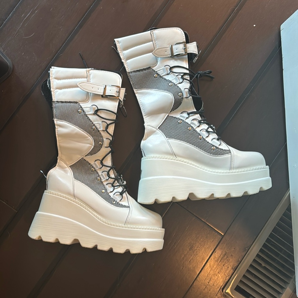 White platform boots burning man - size 37 6.5
